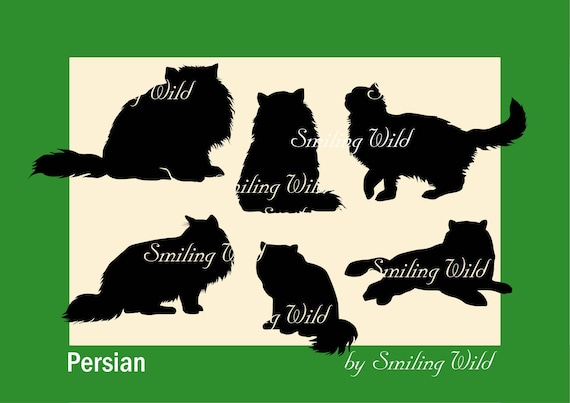 Persian Cat Svg Silhouette Cutout File Cat Clipart Persian Etsy