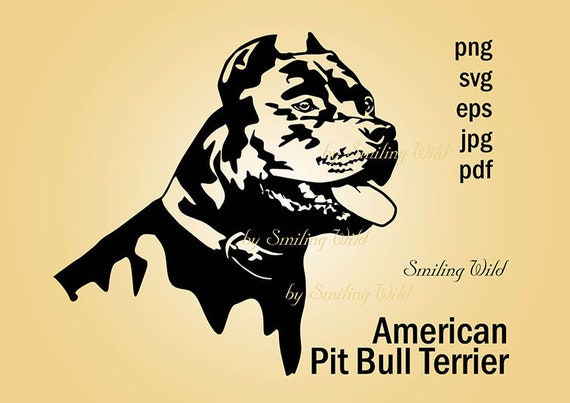 American Pit Bull Terrier Art Portrait Design Svg Png Clipart Etsy