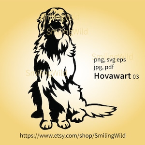 Sitting Hovawart dog svg clip art illustration, Hovawart cuttable vector graphic, Hovawart digital design cut file image 1