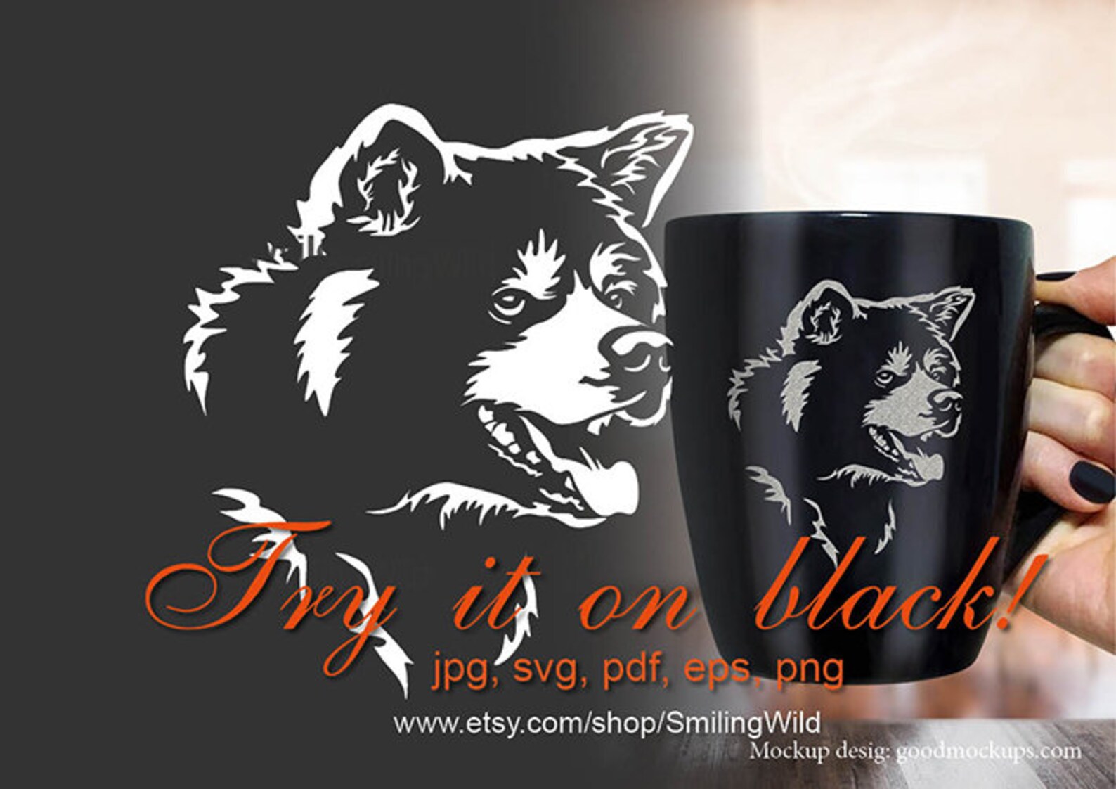 Akita Dog Svg Cut in White /01bmc/ Print on Black Akita White - Etsy