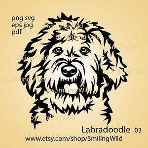 Labradoodle svg clipart perro vector gráfico arte obra de arte Labradoodle retrato clipart archivo de corte cricut recortable cabeza de perro diseño digital