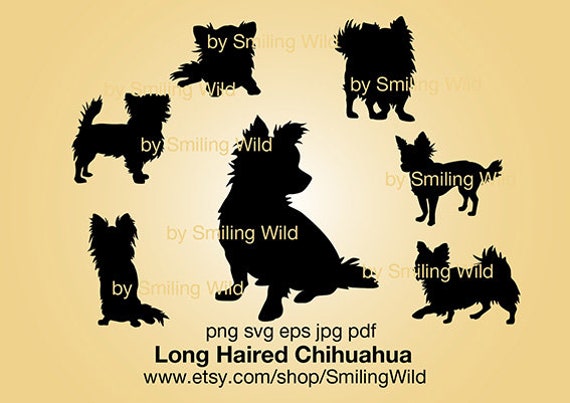 Long Haired Chihuahua Silhouette Svg Clipart Dog Logo Etsy
