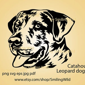 Catahoula svg Leopard dog vector head portrait graphic art Catahoula leopard dog clipart cut file cuttable cricut