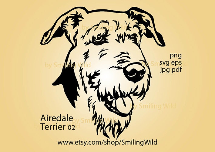 Airedale Terrier svg /02/ Dog head vector graphic artwork - Etsy France