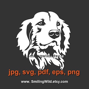 Golden retriever svg hond wit clipart portret Golden retriever gesneden bestand Graveerbare cricut illustraties vector grafische kunst zwarte achtergrond