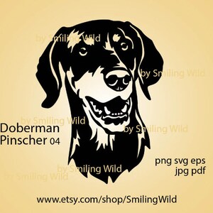 Arte vectorial de perro Doberman Pinscher SVG, diseño de archivo de corte Cricut, clip art recortable de Doberman Pinscher, diseño digital