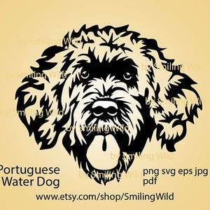 Portuguese Water Dog svg clipart portrait Portuguese Water Dog vector graphic art laser cut file cuttable water dog head face digital design