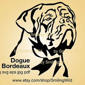 Bordeauxdog svg hond gesneden bestand Graveerbare hoofd portret Bordeauxdog voor cricut vector grafische kunst hond ontwerp digitale png