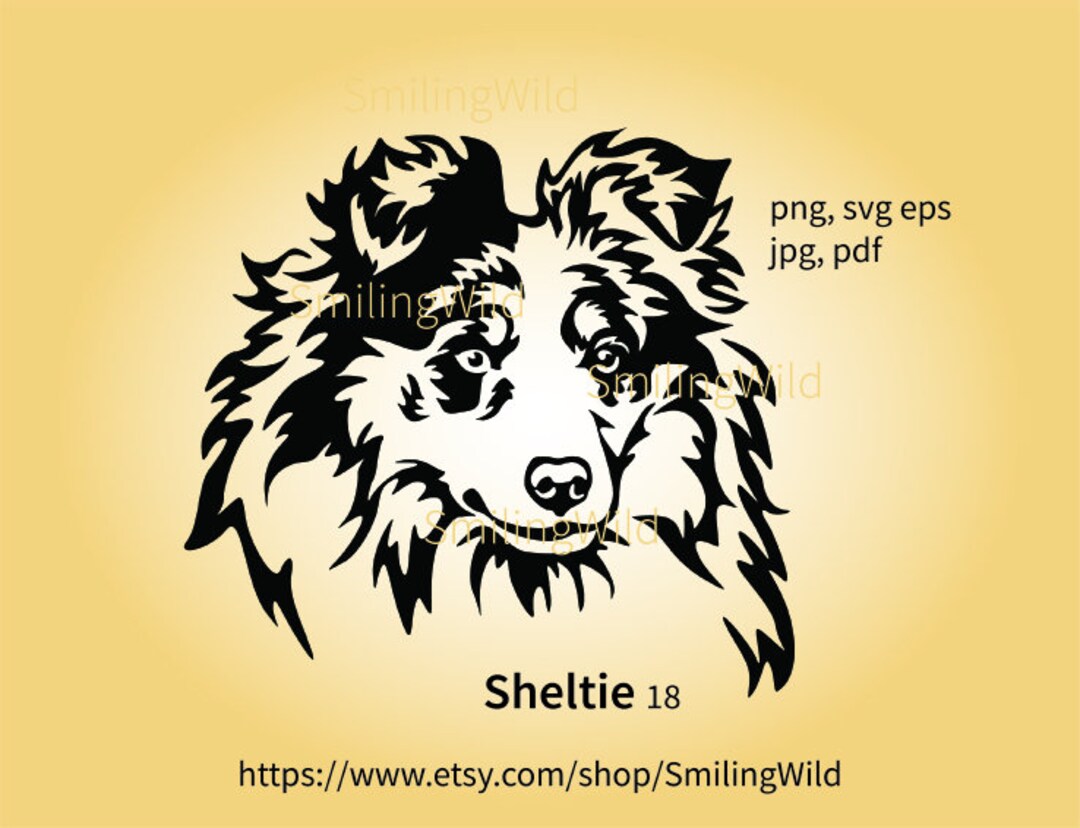 Sheltie Dog Head Svg Vector Graphic Art Shetland Sheepdog Cut - Etsy