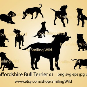 Staffordshire Bull Terrier svg  png silhouette bundle  | vector graphic art running dog clipart cut file | cricut digital design