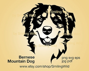 Bernese Mountain Dog svg portrait vector graphic art Bernese Mountain Dog cliprat cut file cuttable design peeking dog dog lovers gift