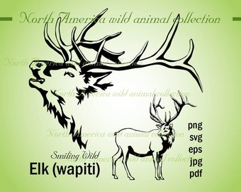 Elk Vector Art SVG, PNG, EPS clipart, Wapiti Graphic digital Design for Cricut and Laser Cutting