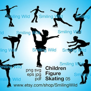 Figure skating children svg vector graphic art silhouette girls Figure skating cut file clipart cuttable cricut digital design