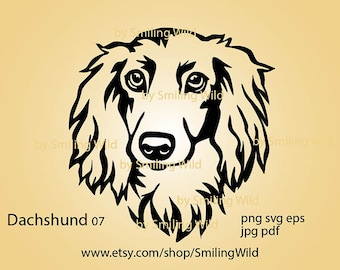 Dachshund long haired svg clipart portrait Dachshund dog head peeking vector graphic art cut file cuttable cricut Dachshund digital design