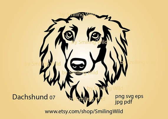 Dachshund Long Haired Svg Clipart Portrait Dachshund Dog Head - Etsy