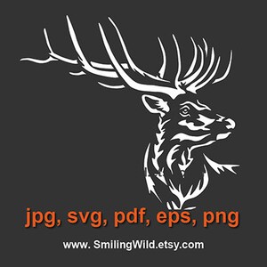 Elk Wapiti SVG: Deer Clipart, Forest Animal Vector (Digital Design Cut File)