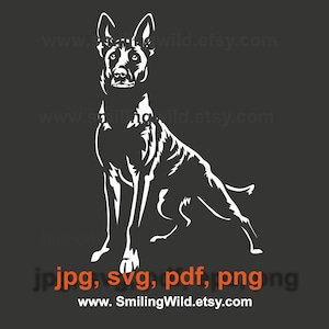 Pastor holandés SVG y PNG - archivo de imágenes prediseñadas vectoriales de perro blanco - Corte láser digital y diseño de Cricut
