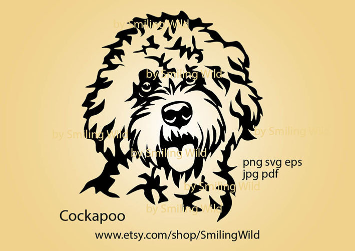 Cockapoo svg portrait vecor graphic art dog head cut file | Etsy
