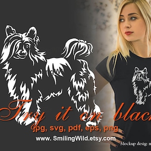 Chinesischer Schopfhund Hund schneidbare Clip-Art-Design, Chinesischer Schopfhund Vektorgrafik Schnittdatei