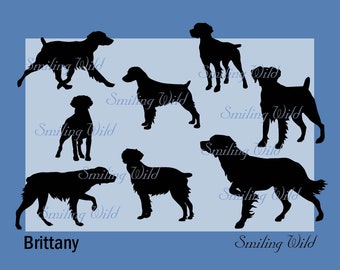 Brittany Spaniel SVG Silhouette, Dog Clip Art bundle (Digital Design)