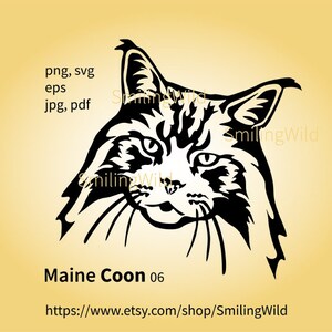 Maine Coon chat svg vector clip art icône illustration, Maine Coon cuttable desing numérique