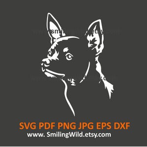 Russian Toy Terrier white SVG PNG DXF Clipart – Realistic Dog head vector Graphic cutting and engraving Design - Cricut, Laser for download
