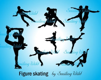 figure skating svg clipart silhouette vector graphic art figure skating digital design printable instant download png eps skating artwork