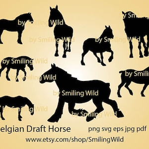 Belgian Draft Horse svg silhouette clipart running draft horse vector graphic art digital design cut file cuttable cricut