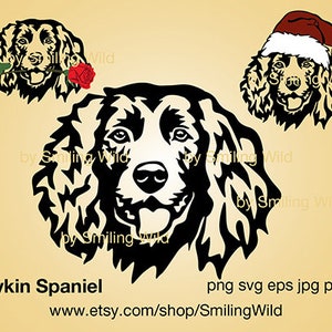 Boykin Spaniel svg clipart portrait vector art grpahic père Noël Noël chien coupe fichier Boykin Spaniel amoureux des chiens cadeau design couper