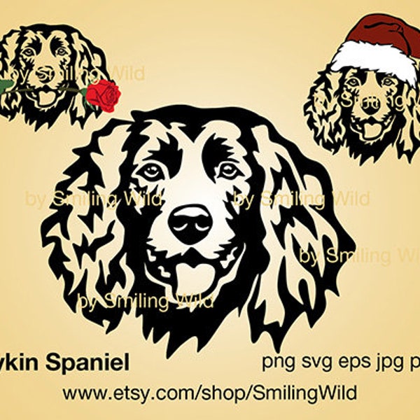 Boykin Spaniel svg clipart portrait vector grpahic art Santa claus Xmashat dog cut file Boykin Spaniel dog lovers gift design cuttable