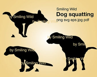 dog squatting svg clipart dog poop vector graphic file design dog pooping printable silhouette cut file cuttable