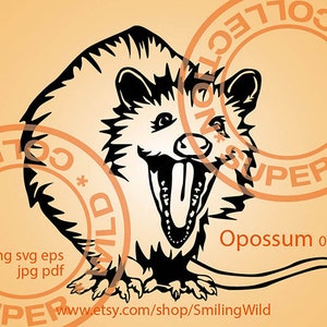 Opossum svg png Porträt Clipart - Wildtier svg Schnittdatei schneidbares lächelndes schreiendes Opossum schneidbare Cricut Vektorgrafik Laser-Design