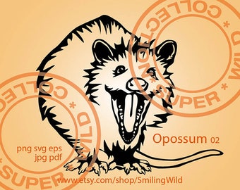 Opossum svg portrait clipart Wild animal svg cut file cuttable smiling screaming opossum cuttable cricut vector graphic art design