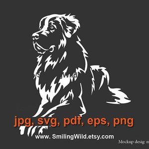 Pyrenäen Sennenhund svg & png Laser-Schnitt Vektorgrafik Clipart-Datei Weißer Druck auf Schwarzer Pyrenäen Sennenhund schneidbar Cricut digitales Design