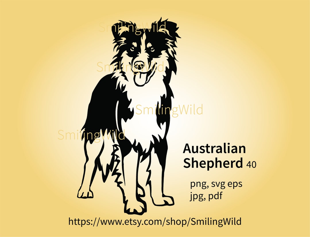 Australian Shepherd Dog Svg Clip Art Aussie Cut File Digital - Etsy