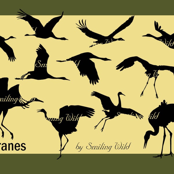 Crane bird svg clipart crane silhouette digital bird printable cutout nature silhouette make your own stencil gift flying bird print