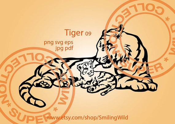 Tiger 09 Mom Svg Vector Graphic Art Tiger Cub Family Clipart - Etsy