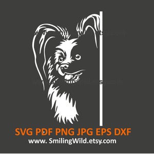 Schattige Papillon hond gluren om de hoek SVG, PNG, DXF – hond witte hoek clipart vectorafbeelding, lasersnijden, Cricut, Instant Download