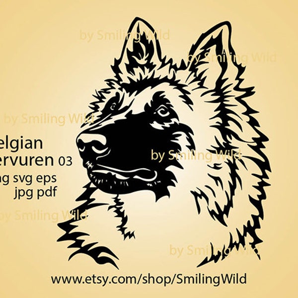 Tervuren svg dog head design Belgian Tervuren vector art cuttable cricut digital design