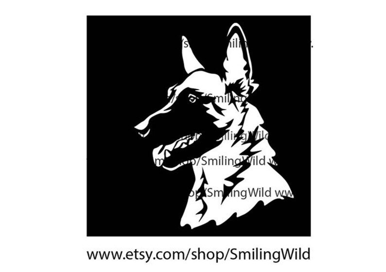 Malinois portrait svg White print on Black malinois clipart | Etsy
