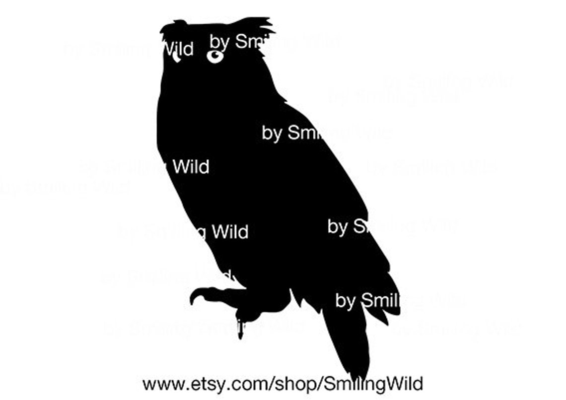 Great Horned Owl Silhouette Svg Clipart Vector Graphic Art | Etsy
