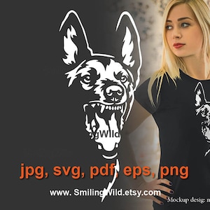 Malinois irritado svg & png clipart Impressão branca em preto malinois cão policial arquivo de corte arte vetorial malinois cortável cricut design digital