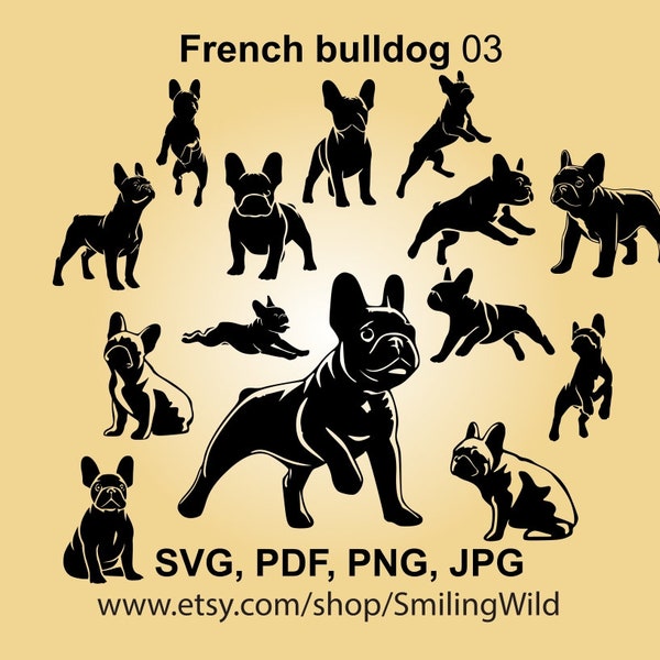 French bulldog silhouette svg clip art vector graphic art hunting dog cut file French bulldog dog scent tracking cuttable cricut design