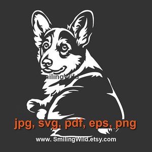 コーギーカーディガン ウェルシュ svg クリップアート かわいい犬 コーギー ベクトル グラフィック アート ホワイト プリント デザイン カット ファイル クリカット カット可能 アートワーク