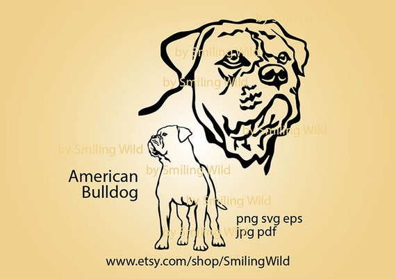 Download American Bulldog Svg Dog Clipart Vector Graphic Art American Etsy