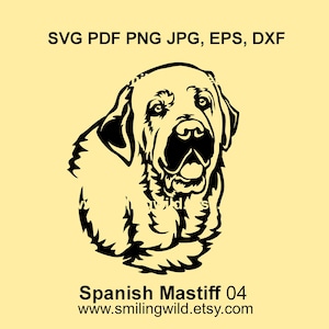 Spaanse Mastiff Clipart SVG PNG DXF hoofd – realistisch hond vectorgrafisch bestand hond, doe-het-zelf voor logo, Cricut, lasersnijden, logo-ontwerp