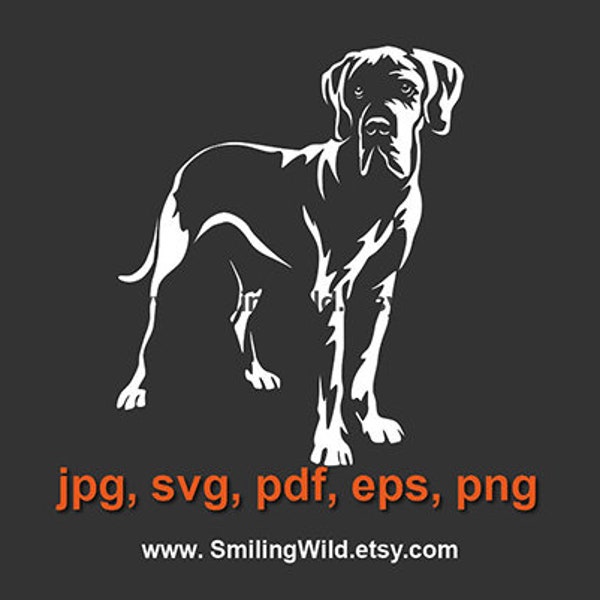 Great Dane dog svg clipart vector graphic art /bmc02/ Great Dane cut file cuttable Cut in White Print on Black great dane cricut digital