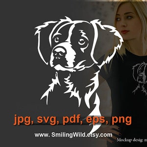 Brittany spaniel svg cane faccia illustrazione grafica vettoriale clip art, design digitale tagliabile Brittany