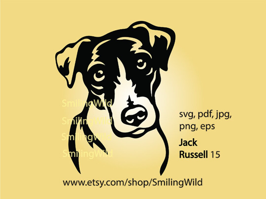 Jack Russell Svg Head Tilt Vector Graphic Art Cute Dog Face Etsy