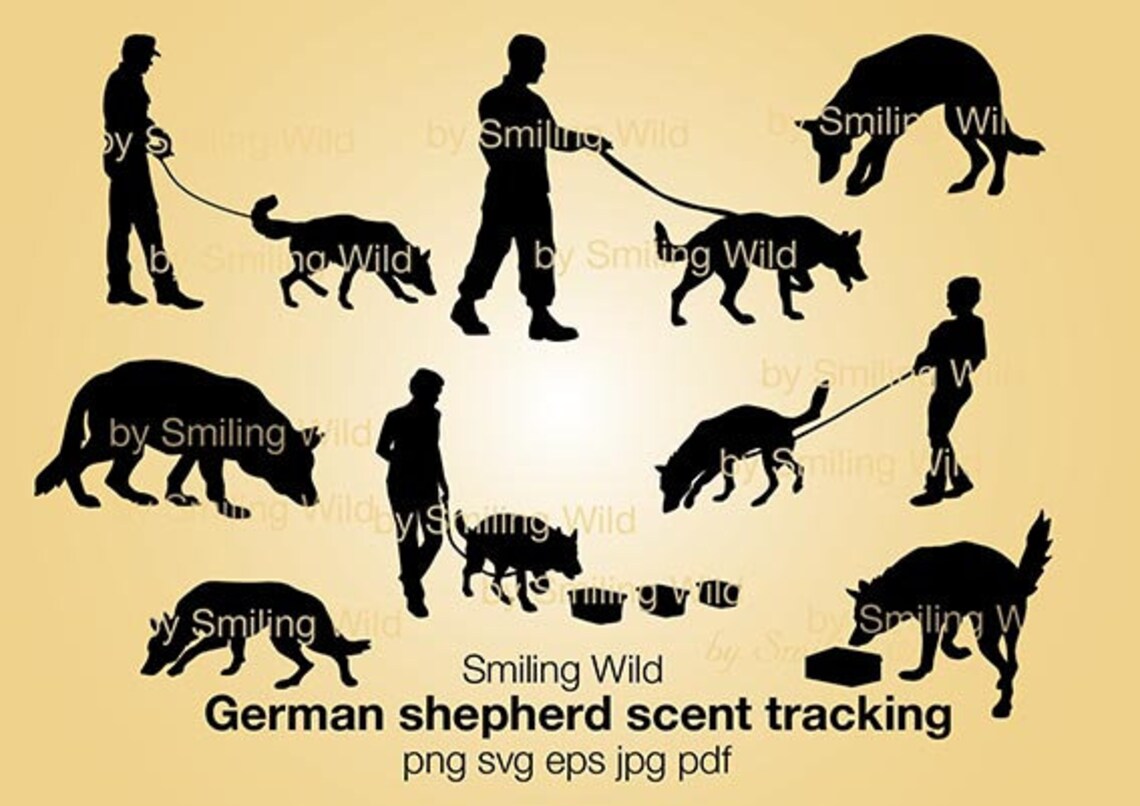 German Shepherd Svg Dog Scent Tracking Clipart Svg Vector Etsy